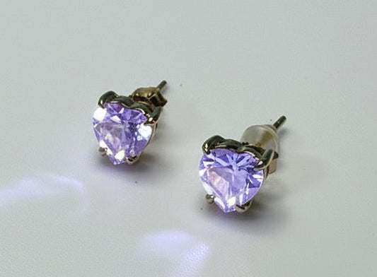 Stunning 1ct Heart Shape Alexandrite Gold Stud Earrings