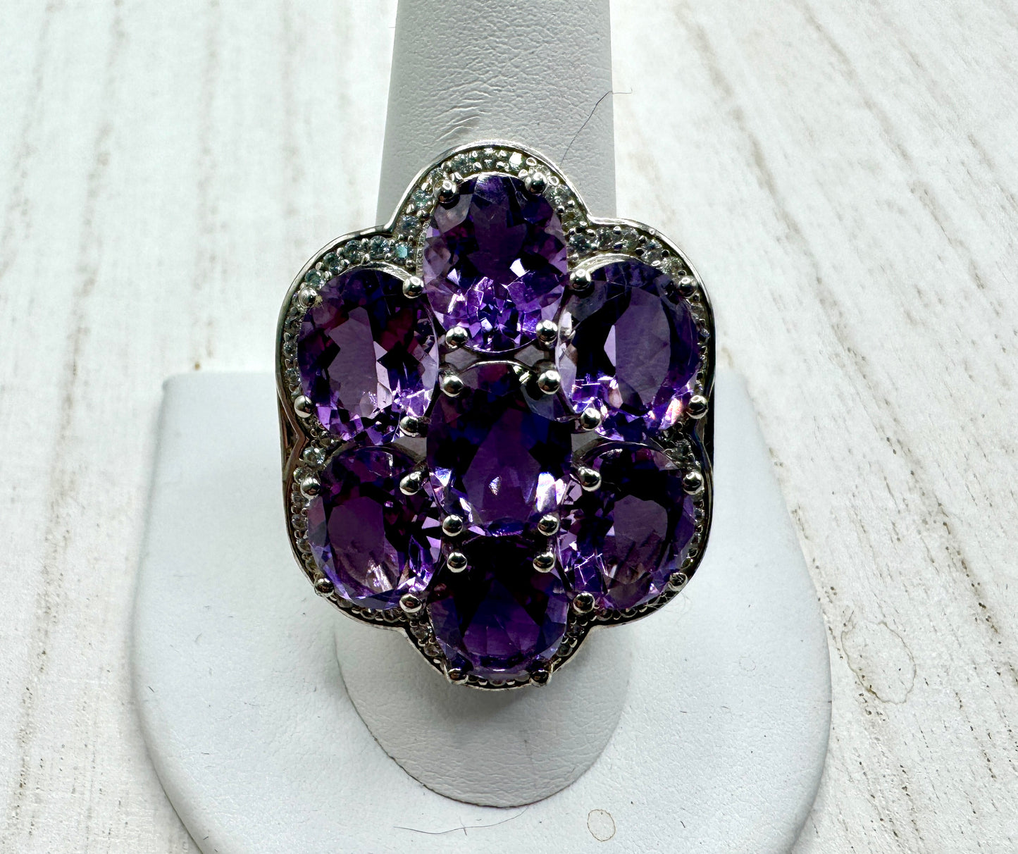 Bold Multi-Amethyst Halo Ring