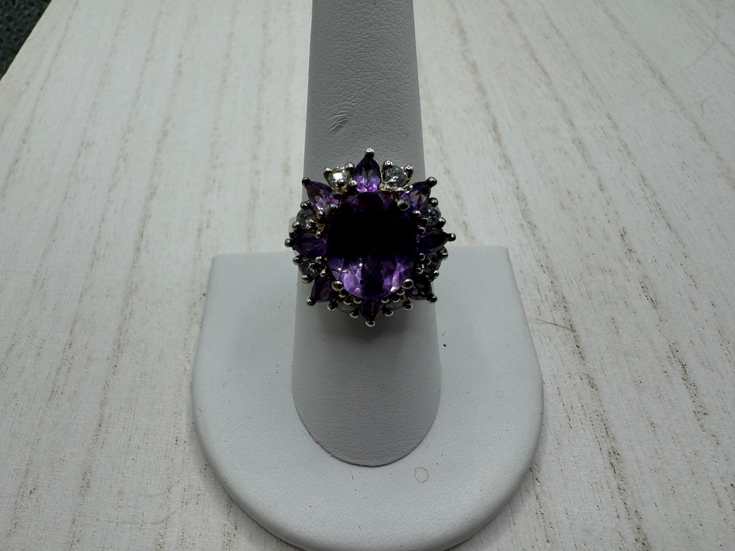 Bodaceous Amethyst and Zircon Flower Ring