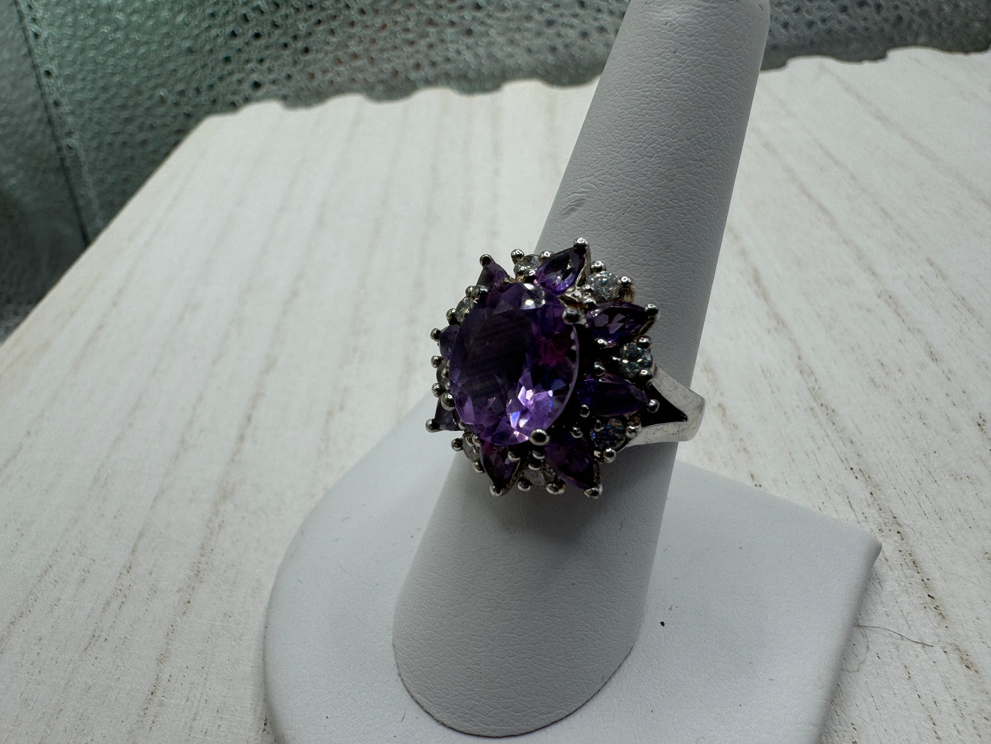 Bodaceous Amethyst and Zircon Flower Ring