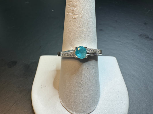 Beautiful Blue Apatite Ring w/CZ Accents