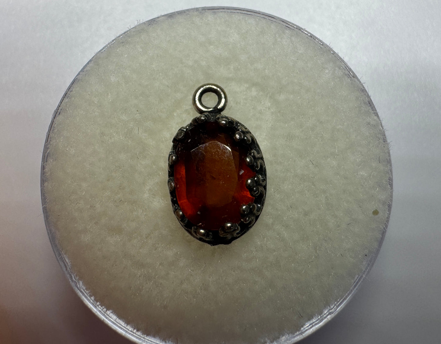Red Garnet Antique Silver Pendant