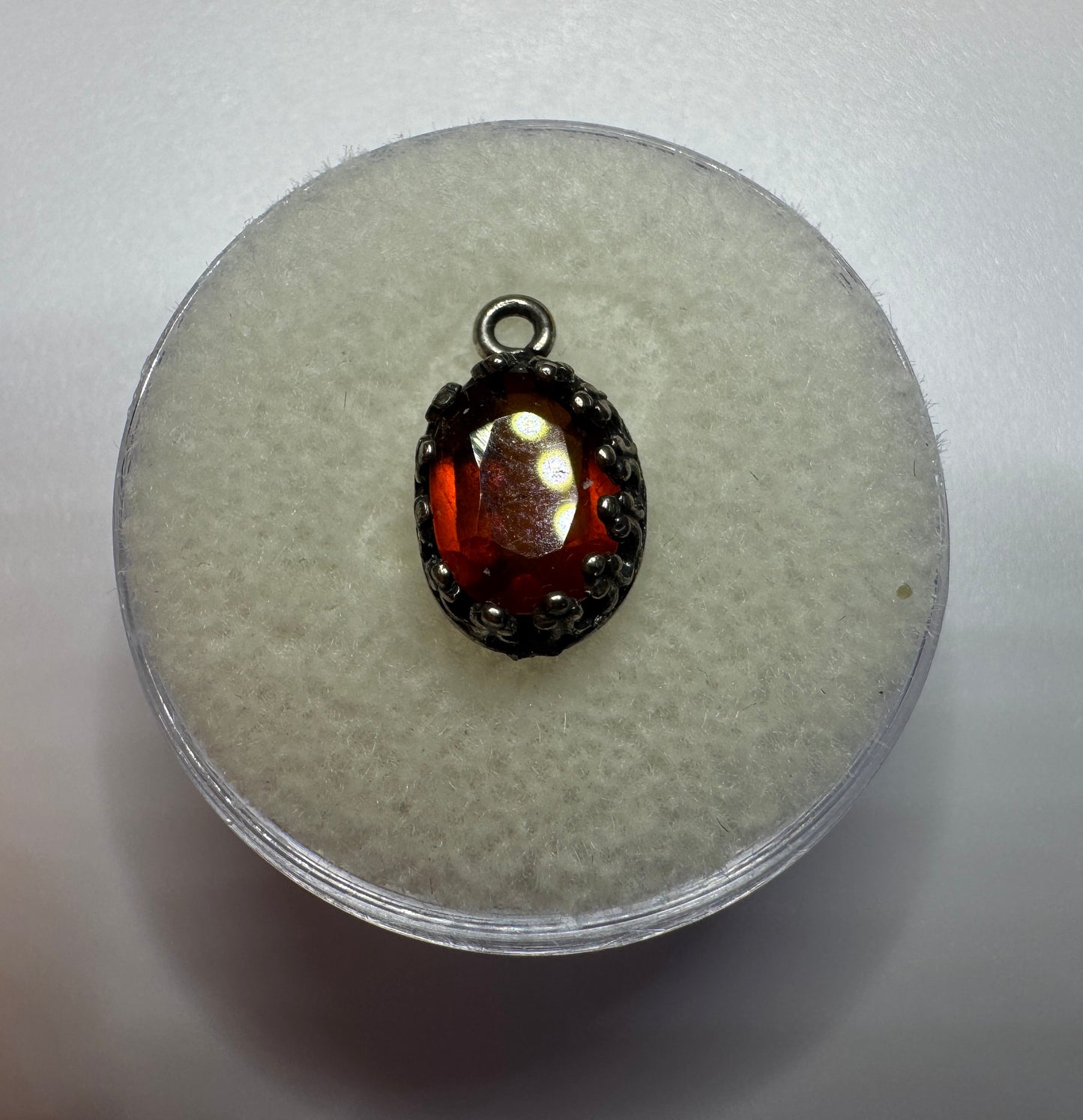Red Garnet Antique Silver Pendant