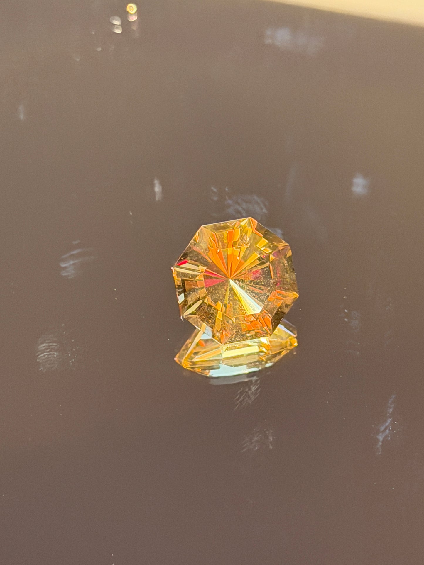 Octagonal Fancy Cut Citrine Gemstone  (6.25 carats, ~12mm)