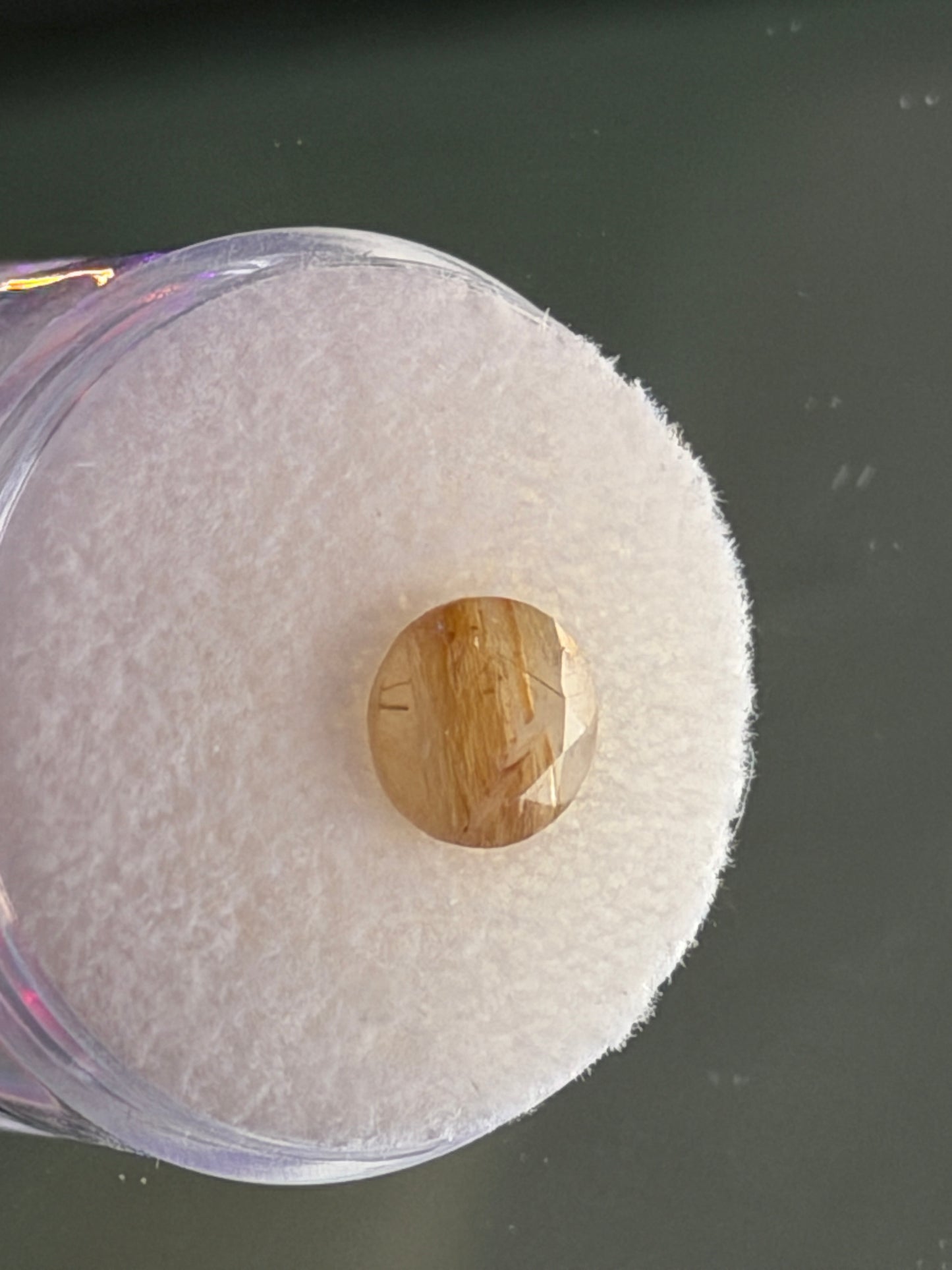 1.55ct Natural Copper Rutilated Quartz – 10mm Round Faceted Gemstone with Golden Rutile Needles