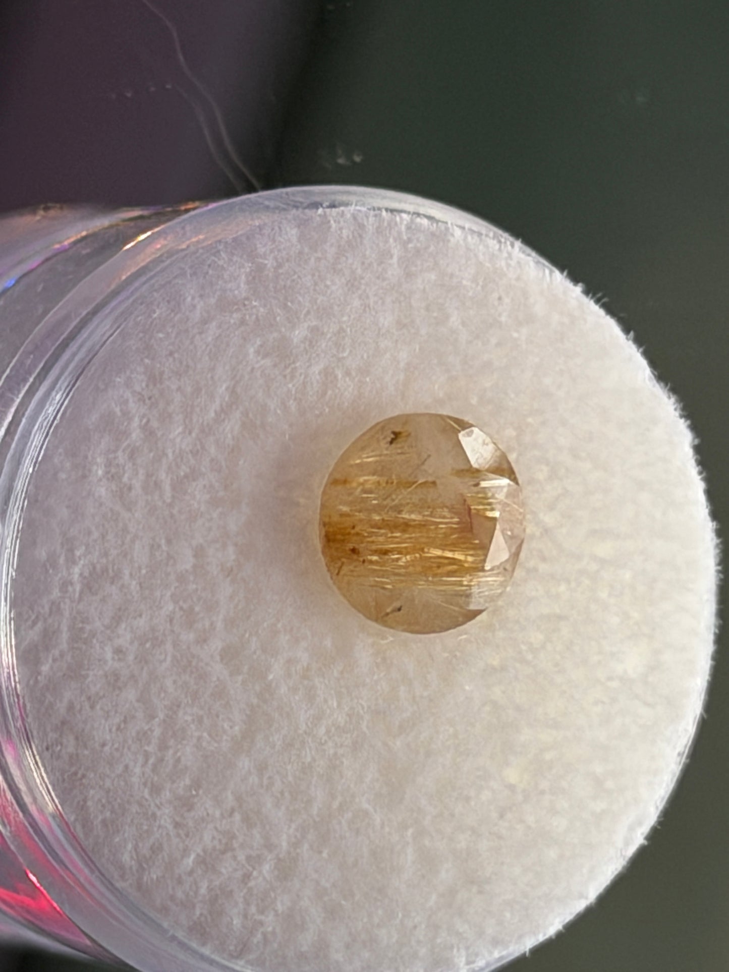 1.55ct Natural Copper Rutilated Quartz – 10mm Round Faceted Gemstone with Golden Rutile Needles