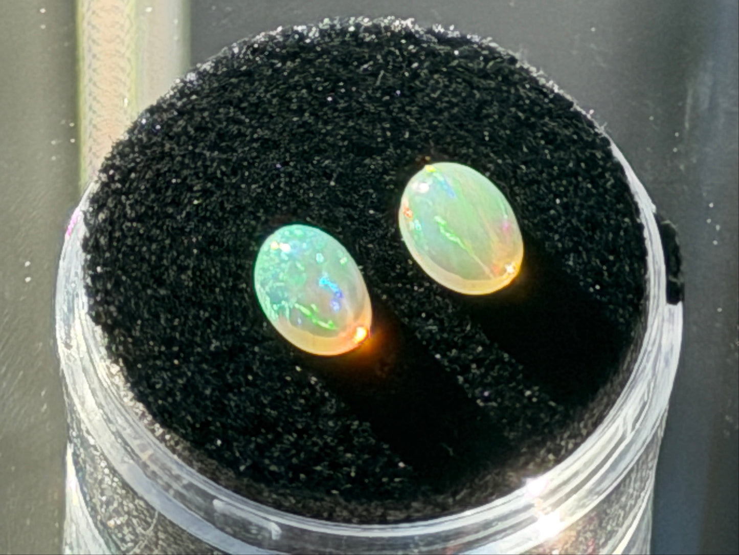Beautiful Natural Ethiopian Opal Pair – Bright Play of Color – Matched Set