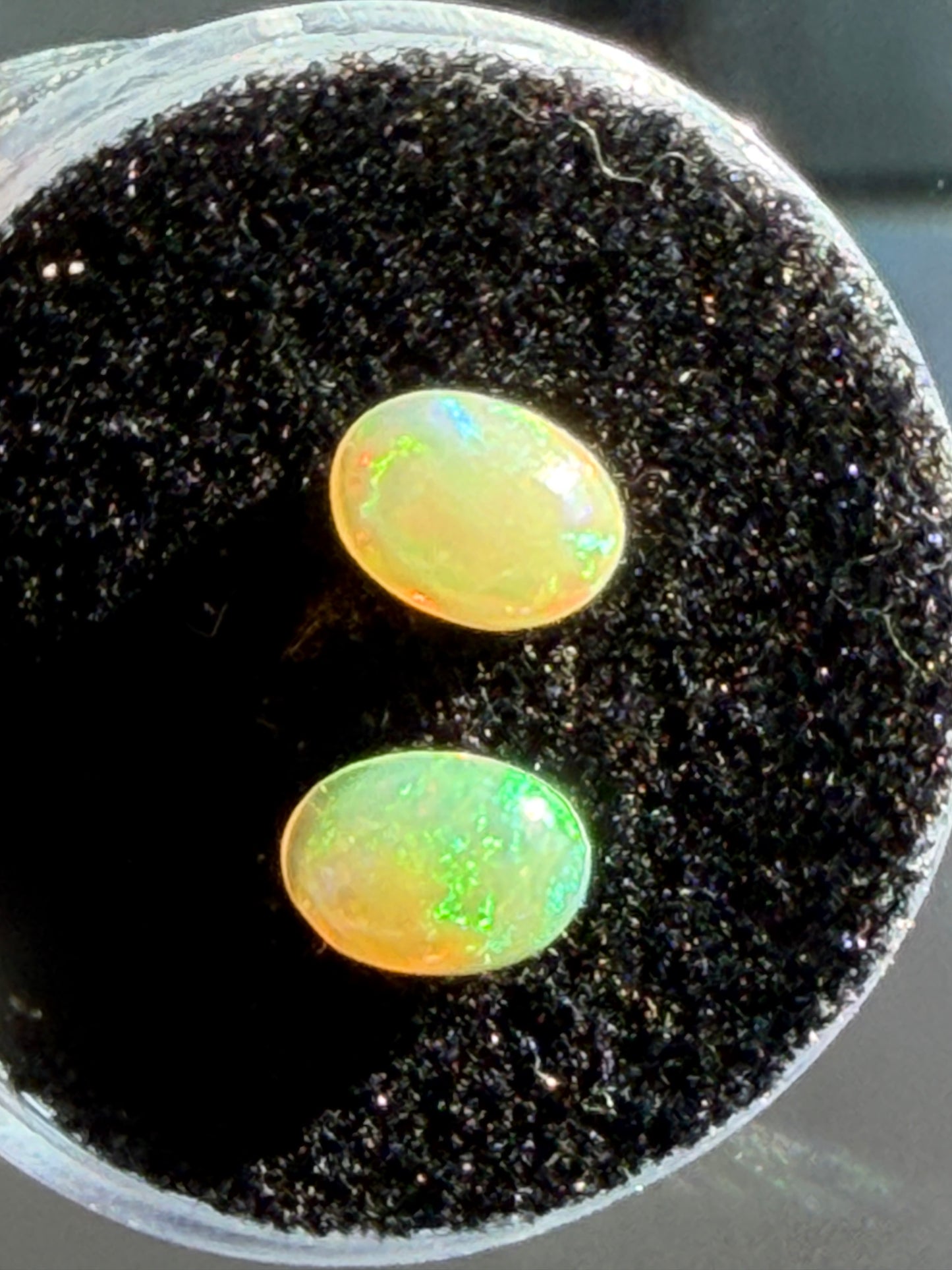 Natural Ethiopian Honey Opal Pair 1.30ct • Oval Cabochons 8x6mm • Bright Fire