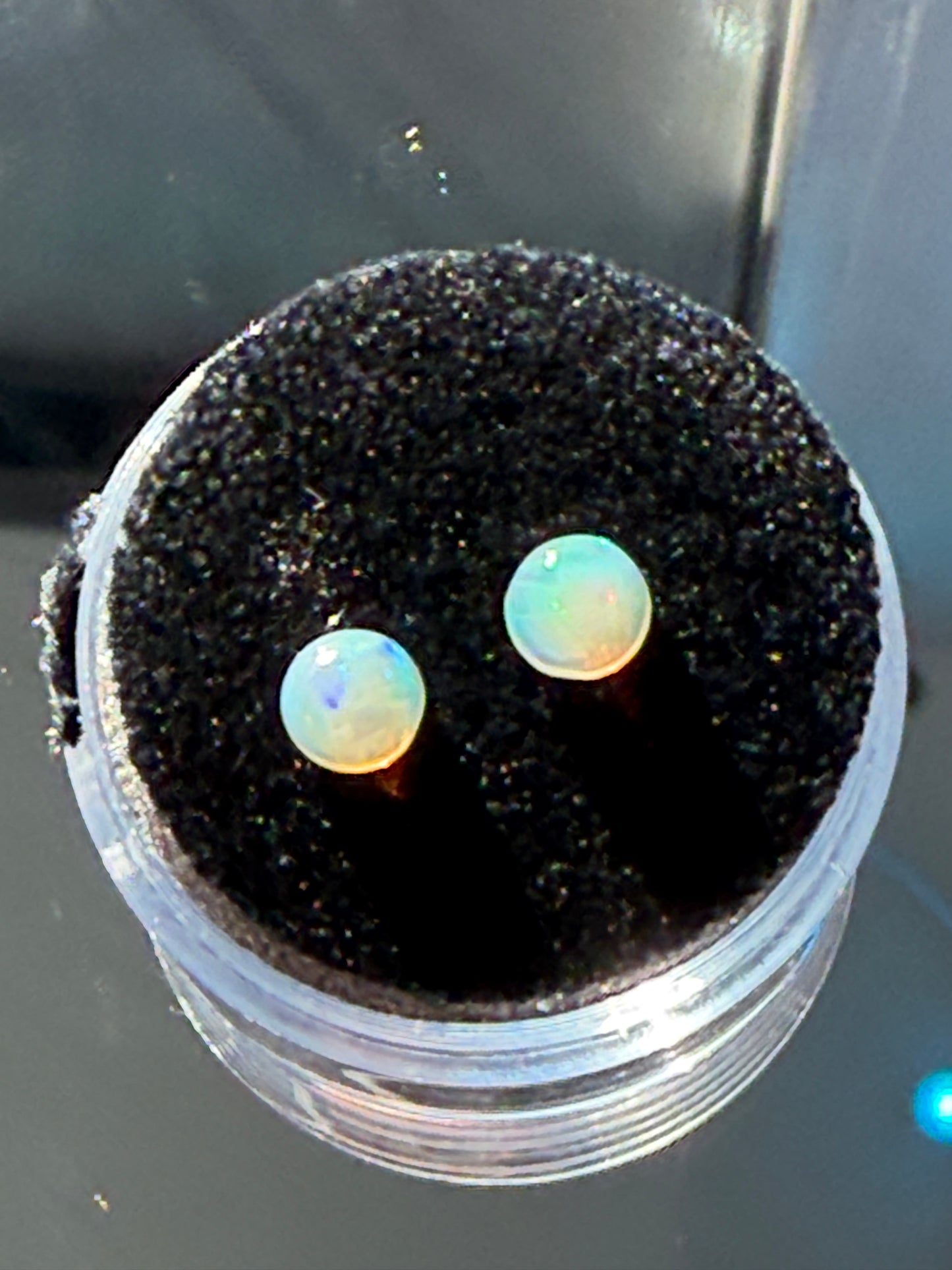Natural Ethiopian Opal Pair 0.75ct Total • Round Cabochons 5mm • Bright Fire