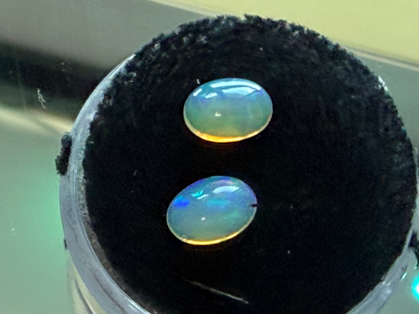 Natural Ethiopian Light Opal Pair 1.30ct • Oval Cabochons 7x5mm • Bright Fire