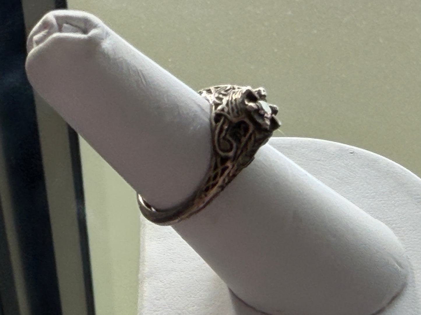 Sterling Silver Filigree Diamond Ring • 1/8ct SI1 H • Vintage Style Size 5.5
