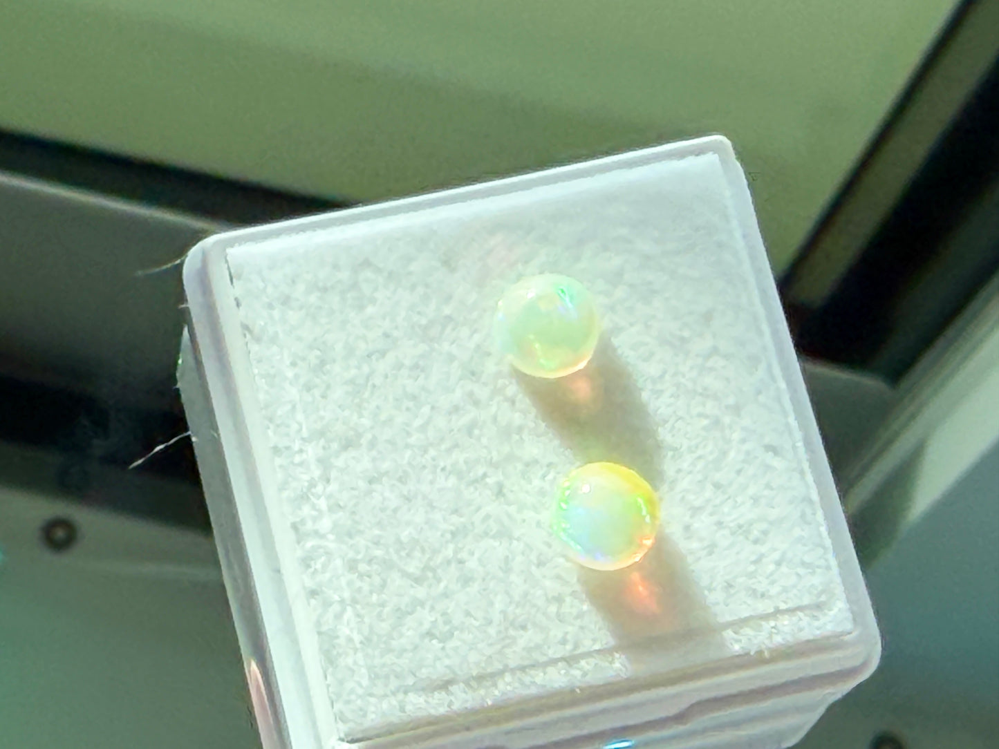Natural Ethiopian Opal Pair 0.70ct TW • 5mm Round Cabochons • Fire Opals