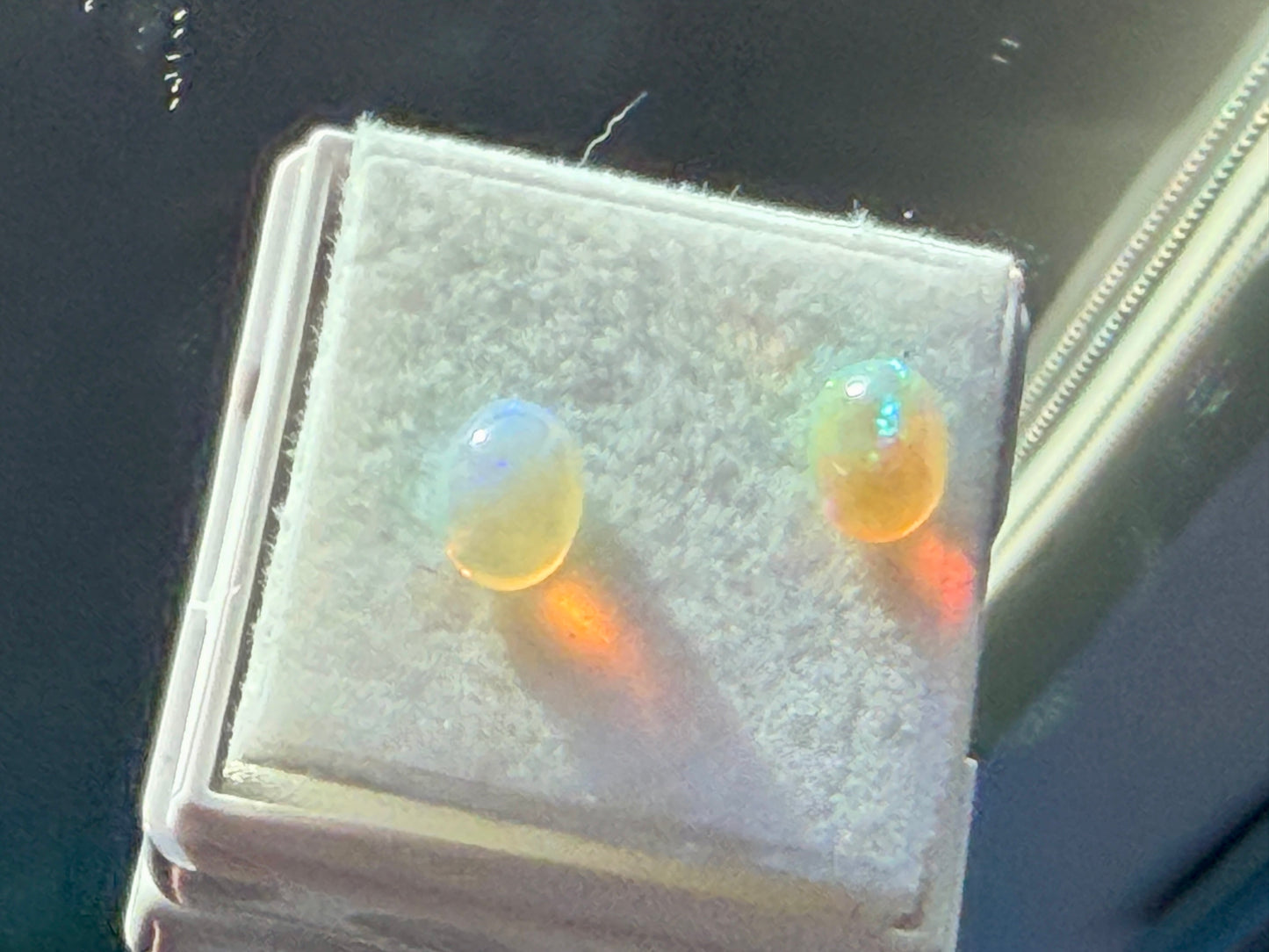 Natural Ethiopian Opal Pair 1.ct • Oval Cabochons 7x5mm • Nice Fire
