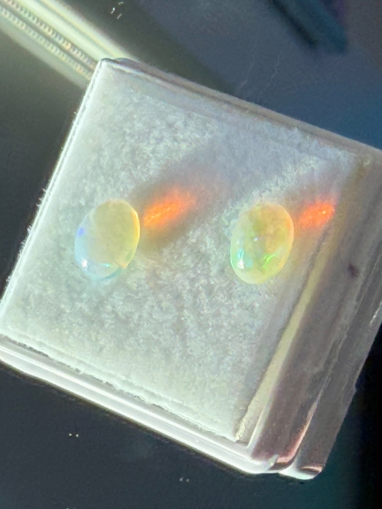 Natural Ethiopian Opal Pair 1.ct • Oval Cabochons 7x5mm • Nice Fire