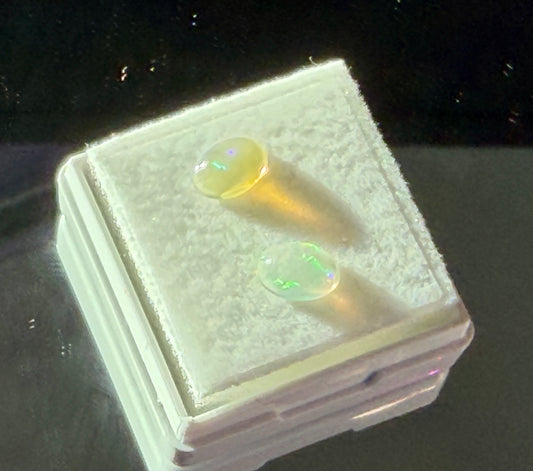 Natural Ethiopian Opal Pair 0.85ct Total • 7x5mm Ovals • Fire & Play of Color