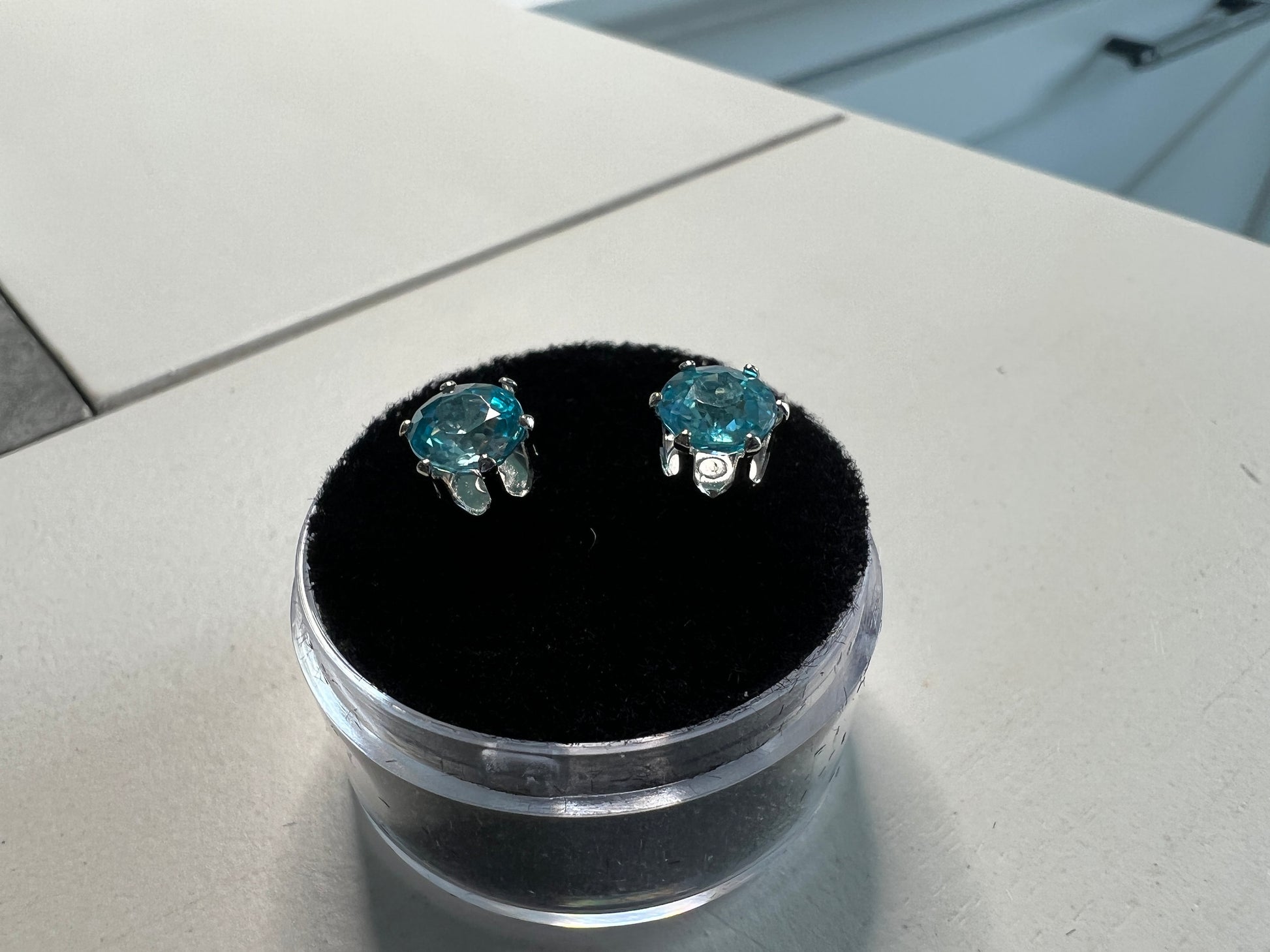 1.78 tow Cambodian Blue Zircon Earrings w/Stunning Sparkle and Color!
