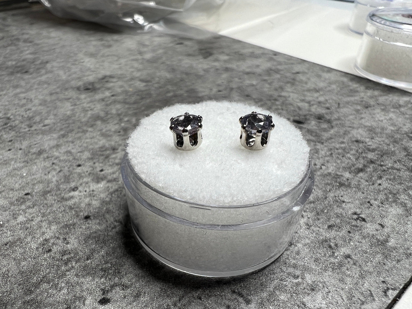 Dainty Round Tanzanite Stud Earrings in Sterling Silver