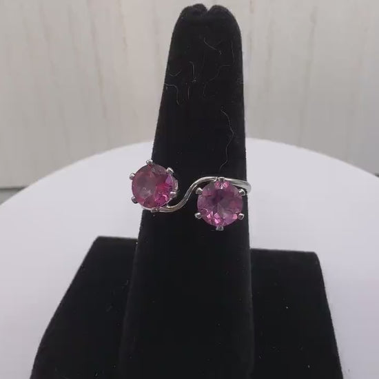 Dainty and Fun 2 Stone Pink Topaz Ring (Size 5)