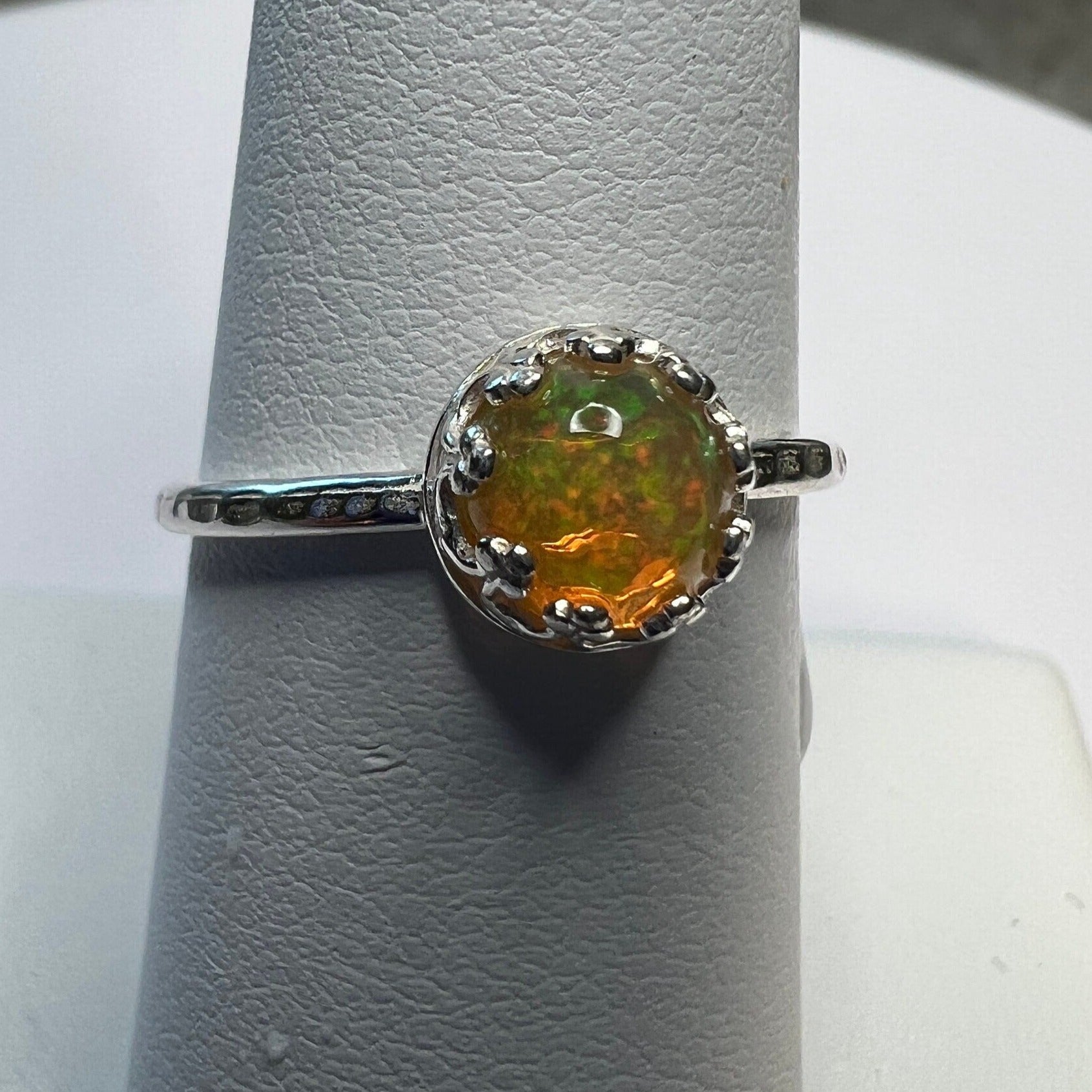 Unique AAA Quality Ethiopian Opal Ring in Sterling Silver - Great Play of Color!