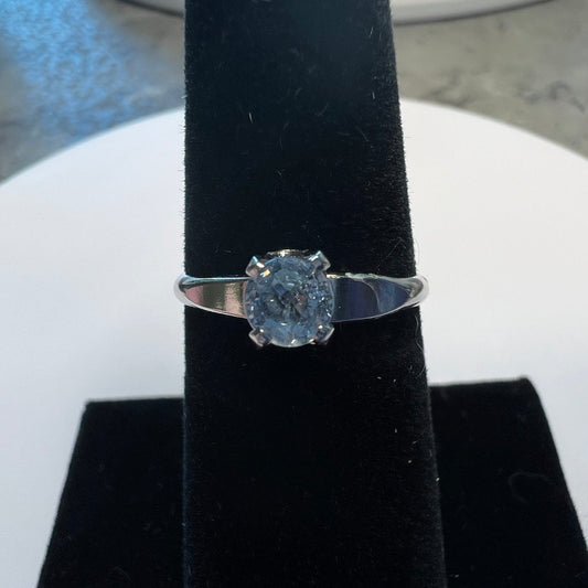 Light Blue Solitaire Sapphire Ring in Sterling Silver (0.5 ct)