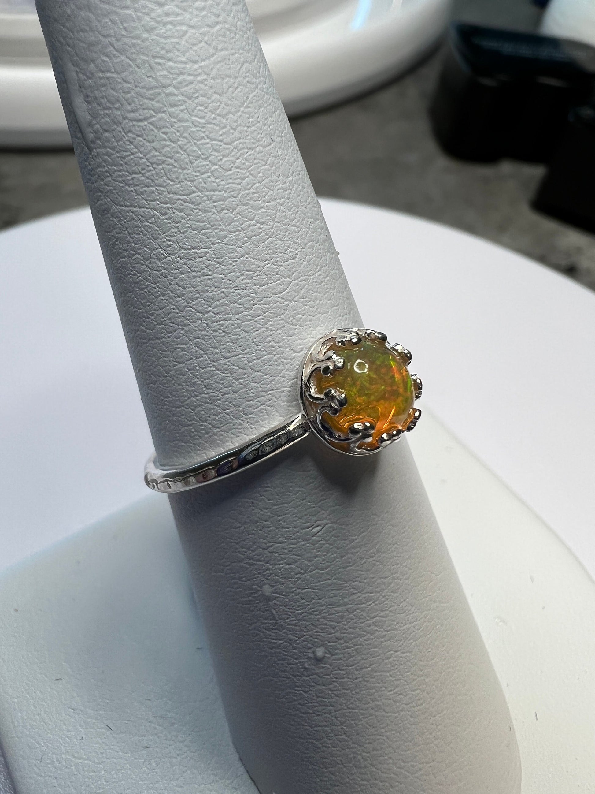 Unique AAA Quality Ethiopian Opal Ring in Sterling Silver - Great Play of Color!