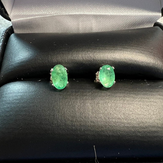 Glowing Oval Emerald Earrings