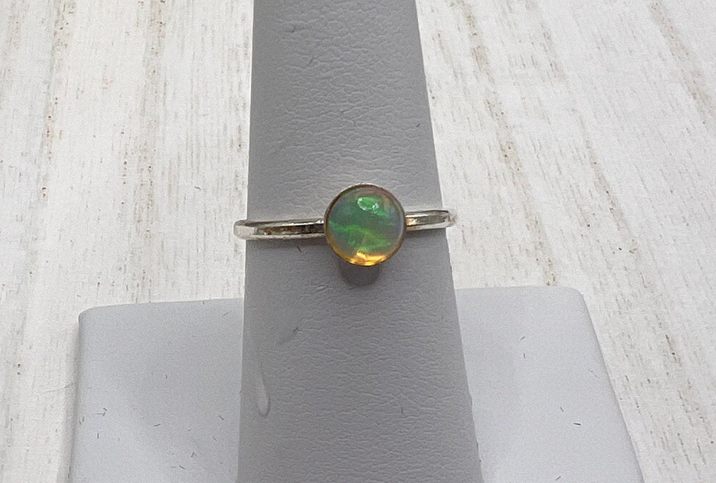 Super Colorful Ethiopian Opal Ring in Sterling Silver (Size 7)