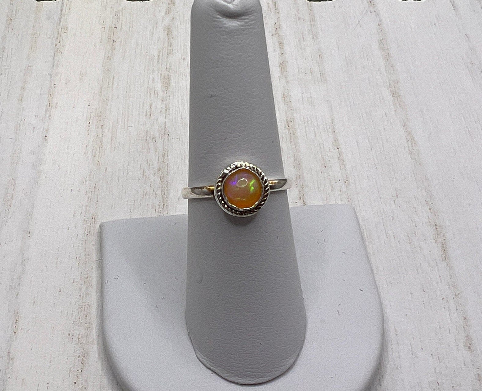 Honey Colored Ethiopian Opal Sterling Silver Ring - Size 7