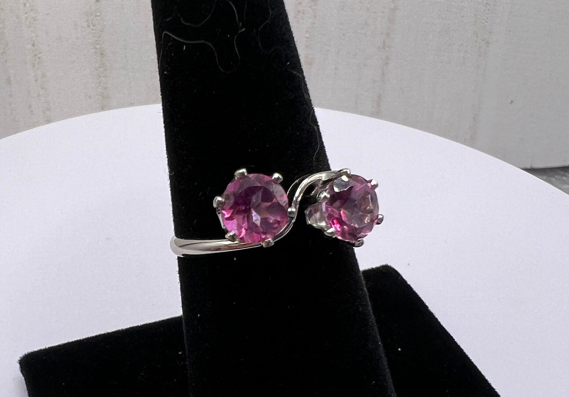 Dainty and Fun 2 Stone Pink Topaz Ring (Size 5)