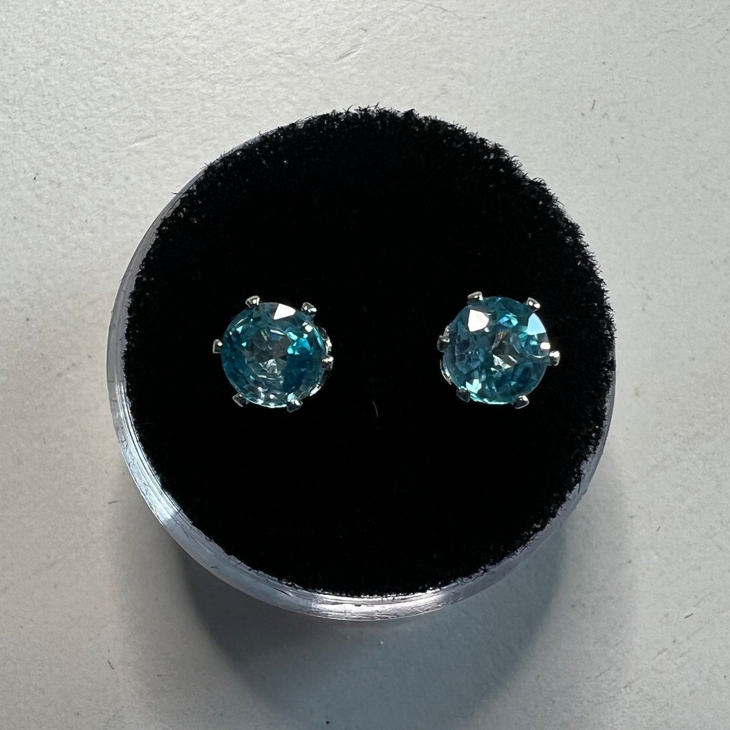 1.78 tow Cambodian Blue Zircon Earrings w/Stunning Sparkle and Color!