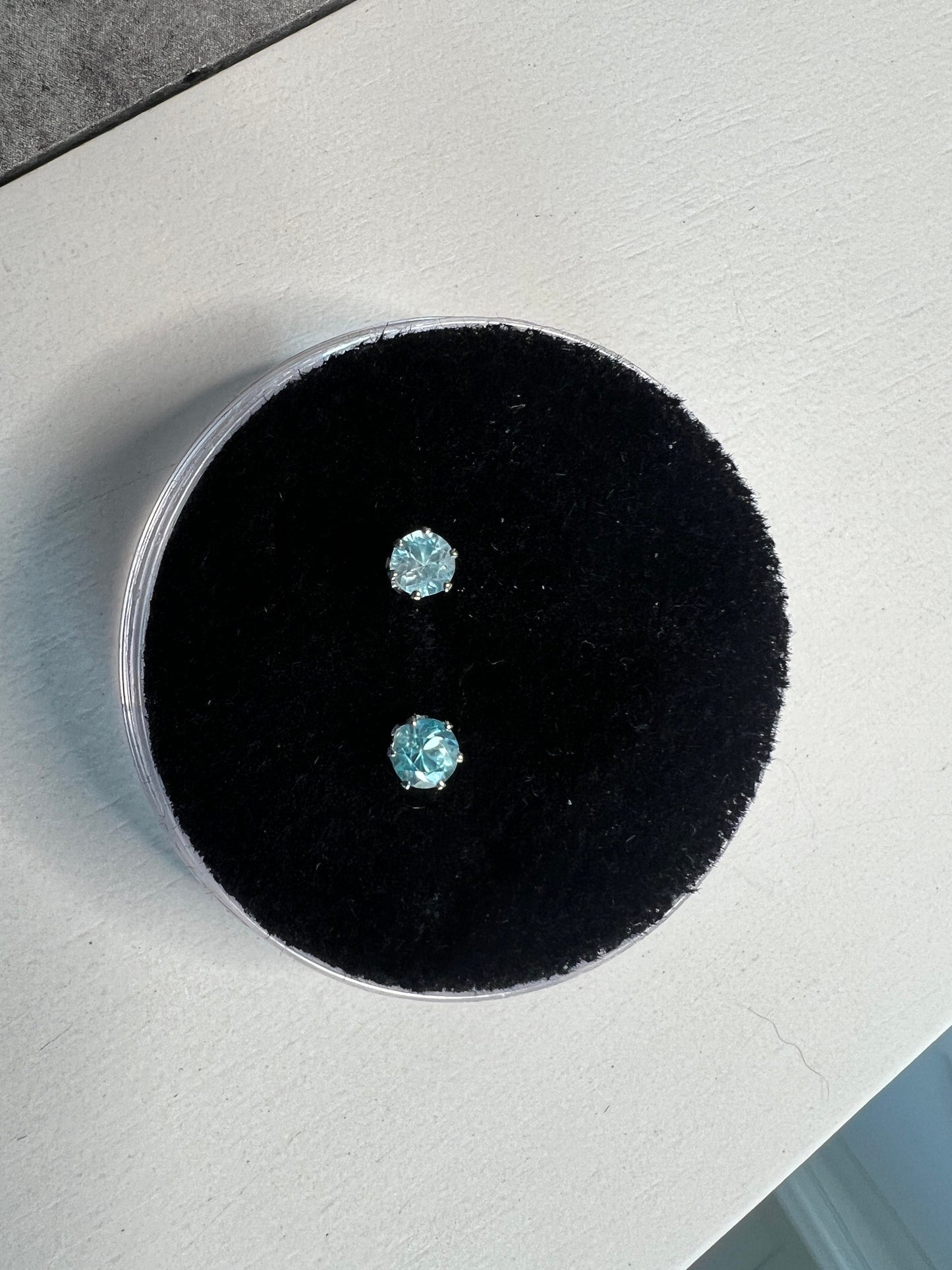 Beautiful Blue Zircon Earrings (4mm / 0.75 tcw) w/6 Prong Sterling Silver Settings