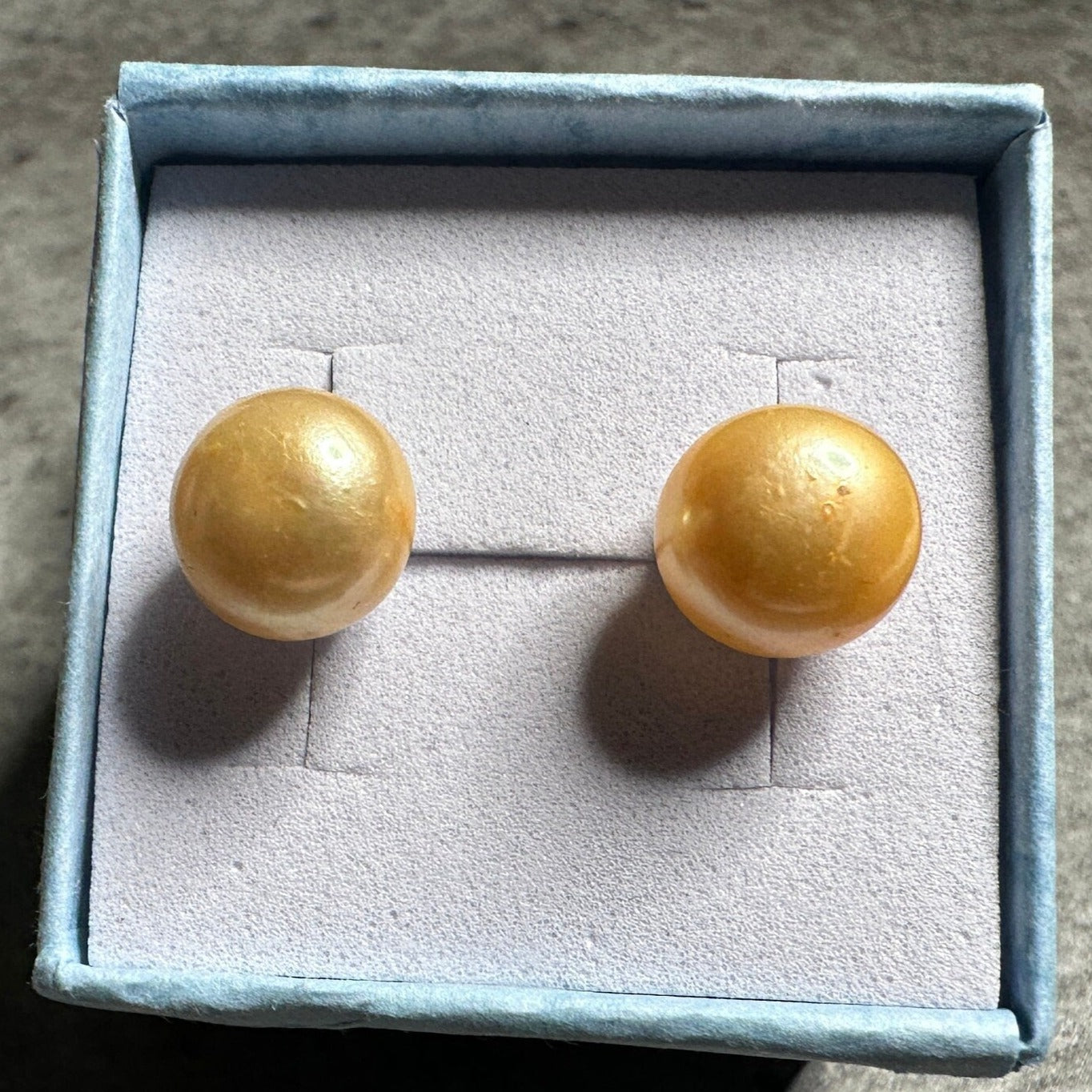 Eye Catching Golden Pearl Earrings w/ Large 9mm Pearl Gemstones