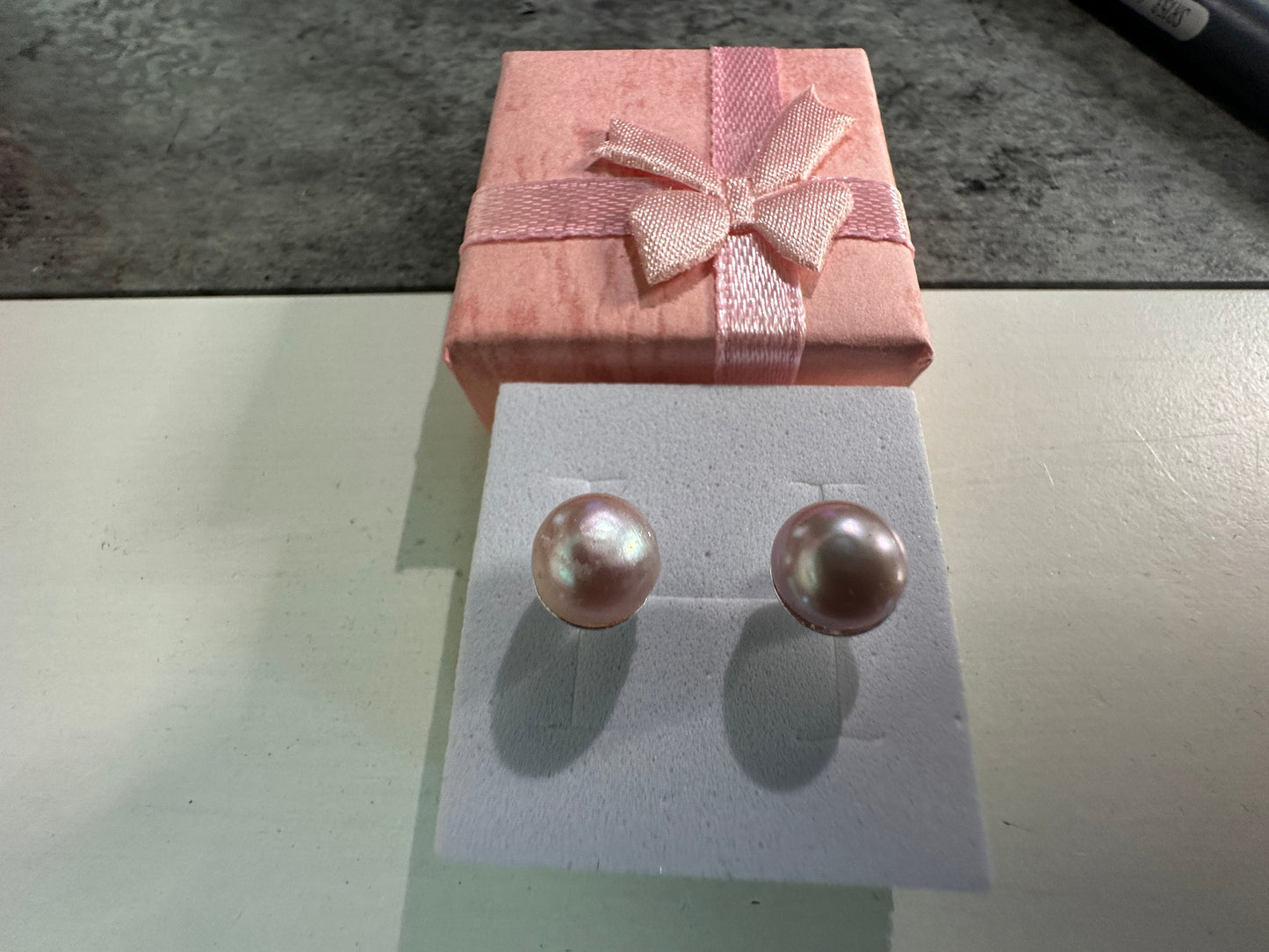Pink Pearl Earrings Stud Earrings (8mm Pink Pearls) set in Sterling Silver