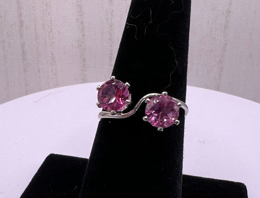 Dainty and Fun 2 Stone Pink Topaz Ring (Size 5)