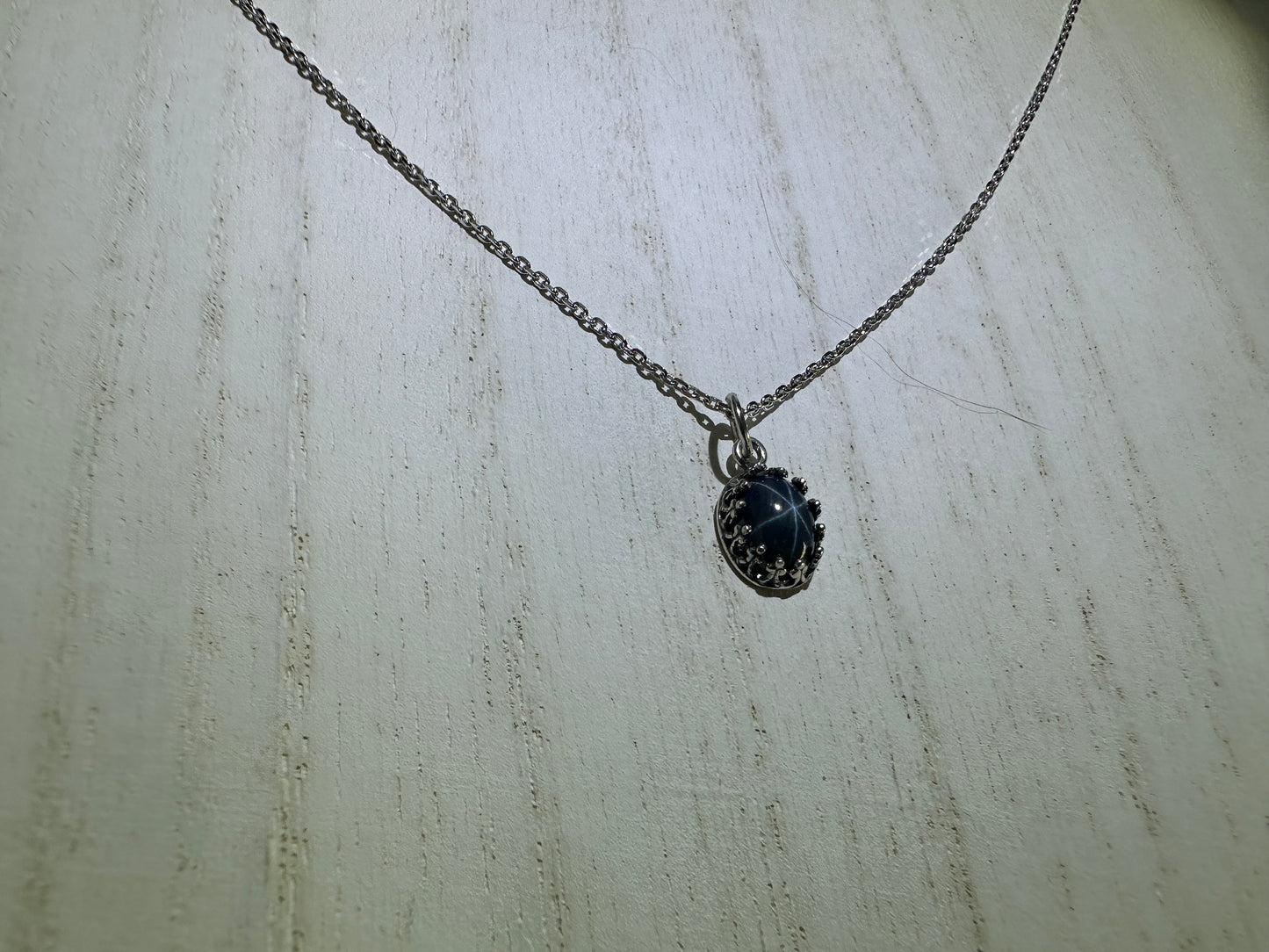 Stunning Deep Blue Star Sapphire Pendant (2/3 tcw) w/ Sterling Silver Chain