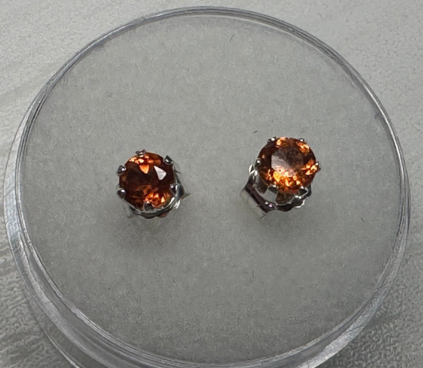 Eye Catching Orange Garnet Stud Earrings in Sterling Silver (4mm, 0.65 tcw)